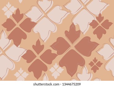 Floral seamless pattern beige leaves background. Abstract vector wallpaper