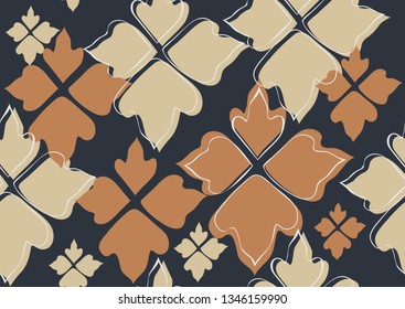 Floral seamless pattern beige leaves background. Abstract vector wallpaper