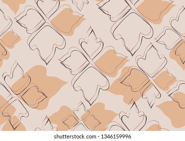 Floral seamless pattern beige leaves background. Abstract vector wallpaper