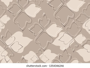 Floral seamless pattern beige leaves background. Abstract vector wallpaper