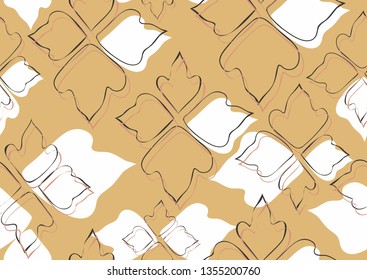 Floral seamless pattern beige leaves background. Abstract vector wallpaper