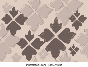Floral seamless pattern beige leaves background. Abstract vector wallpaper