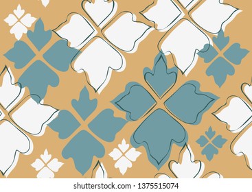Floral seamless pattern beige leaves background. Abstract vector wallpaper