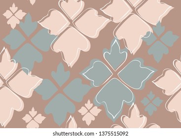 Floral seamless pattern beige leaves background. Abstract vector wallpaper