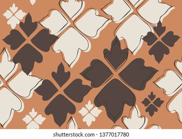 Floral seamless pattern beige leaves background. Abstract vector wallpaper