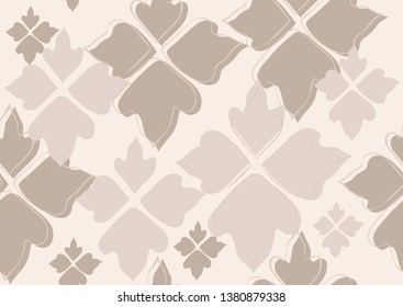Floral seamless pattern beige leaves background. Abstract vector wallpaper