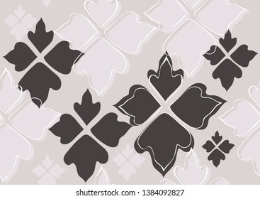 Floral seamless pattern beige leaves background. Abstract vector wallpaper