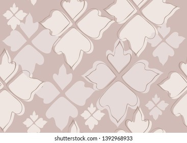 Floral seamless pattern beige leaves background. Abstract vector wallpaper