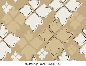 Floral seamless pattern beige leaves background. Abstract vector wallpaper