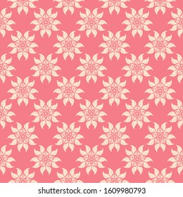 Floral seamless pattern. Beige and pink background. Vector illustration