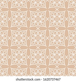 Floral seamless pattern. Beige and white background. Vector illustration