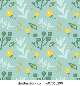 Floral seamless pattern with berries 
