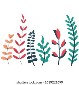Floral seamless pattern with berries, leaves and branches. Can be used for wedding invitations, spring and summer greeting cards, Wallpaper. Hand drawn vector botany set.