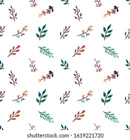 Floral seamless pattern with berries, leaves and branches. Can be used for wedding invitations, spring and summer greeting cards, Wallpaper. Hand drawn vector botany set.