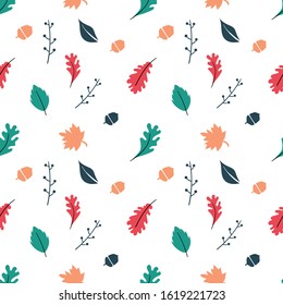 Floral seamless pattern with berries, leaves and branches. Can be used for wedding invitations, spring and summer greeting cards, Wallpaper. Hand drawn vector botany set.