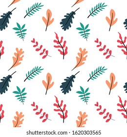 Floral seamless pattern with berries, leaves and branches. Can be used for wedding invitations, spring, summer and winter greeting cards, Wallpaper. Hand drawn vector botany set.