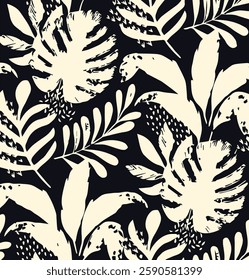 Floral seamless pattern with big flowers and Vector illustration.seamless floral watercolor pattern with garden pink, flowers roses, leaves, branches. Botanic tile, background.