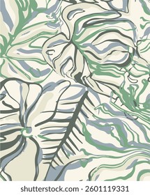 Floral seamless pattern with big flowers and Vector illustration.seamless floral watercolor pattern with garden pink, flowers roses, leaves, branches. Botanic tile, background.