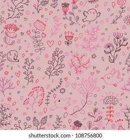 Patrón floral sin soldadura con aves