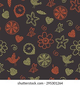 Floral seamless pattern with birds.