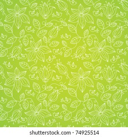 Floral seamless pattern with birds