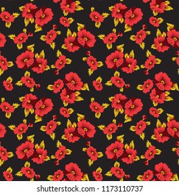 floral seamless pattern Black background