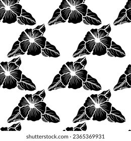 Floral seamless pattern. black blossom