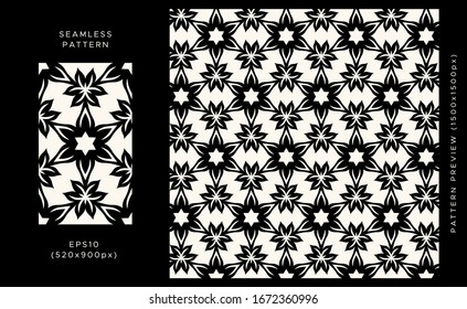 Floral seamless pattern. Black design on light background. Trendy textile, fabric, wrapping. Modern stylish abstract texture. Vector illustration.