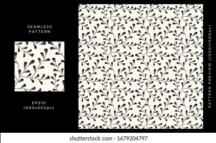 Floral seamless pattern. Black design on a light background. Trendy textile, fabric, wrapping. Modern stylish abstract texture. Vector illustration.