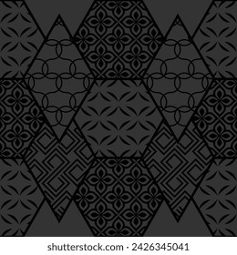 Floral seamless pattern. Black and gray. Modern stylish texture. Vector background