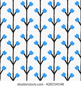 Floral seamless pattern in black and green on cream background.