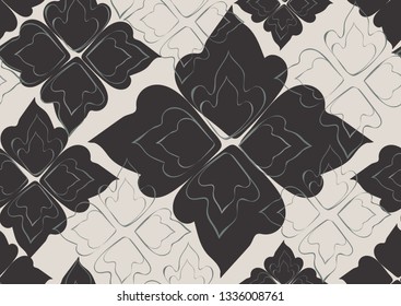 Floral seamless pattern black leaves background. Abstract vector wallpaper
