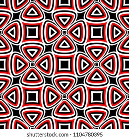 Floral seamless pattern. Black red white background for wallpapers, textile and fabrics