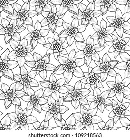 Patrón floral sin fisuras. Blanco y negro.