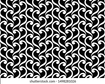 Floral seamless pattern. Black and white element. Fabric for ornament, wallpaper, packaging, vector background.