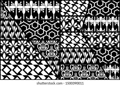 Floral seamless pattern. Black and white. Modern stylish texture. Vector background