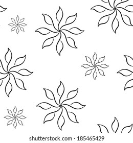 Floral seamless pattern black and white
