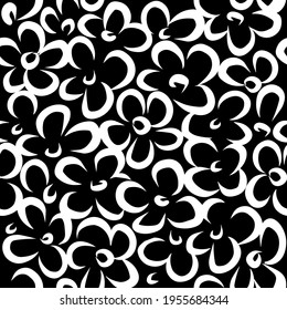 Floral seamless pattern Black and white doodle hand drawn illustration wallpaper