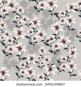 floral seamless pattern. Blooming botanical motifs scattered random. Trendy colorful vector texture. Good for fashion.