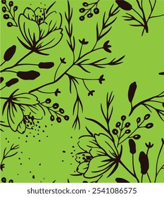 Floral seamless pattern with blossom flowers