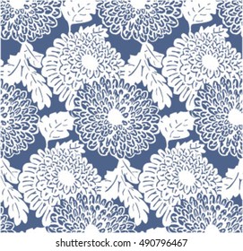 floral seamless pattern blue