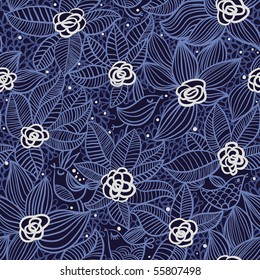 Floral seamless pattern in blue