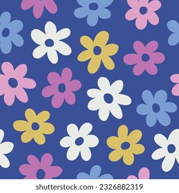 Floral seamless pattern. Blue floral pattern. Floral background. Summer seamless file. Spring background