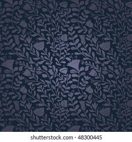 Floral seamless pattern in blue colors