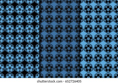 Floral seamless pattern. Blue flower elements