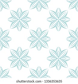 Floral seamless pattern. Blue flowers on white background