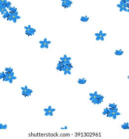 Floral Seamless Pattern of  Blue Forget-me-not. 
