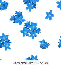 Floral Seamless Pattern. Blue Forget-me-not.  Flowers on White Background.