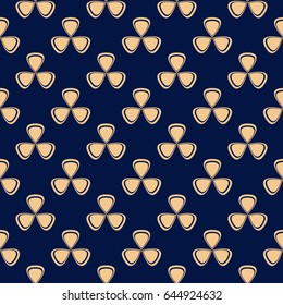 Floral seamless pattern. Blue and golden abstract background. Vector illustration