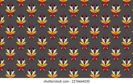 Floral seamless pattern, blue, green, and white Ficus Elastica  rubber plant on white background